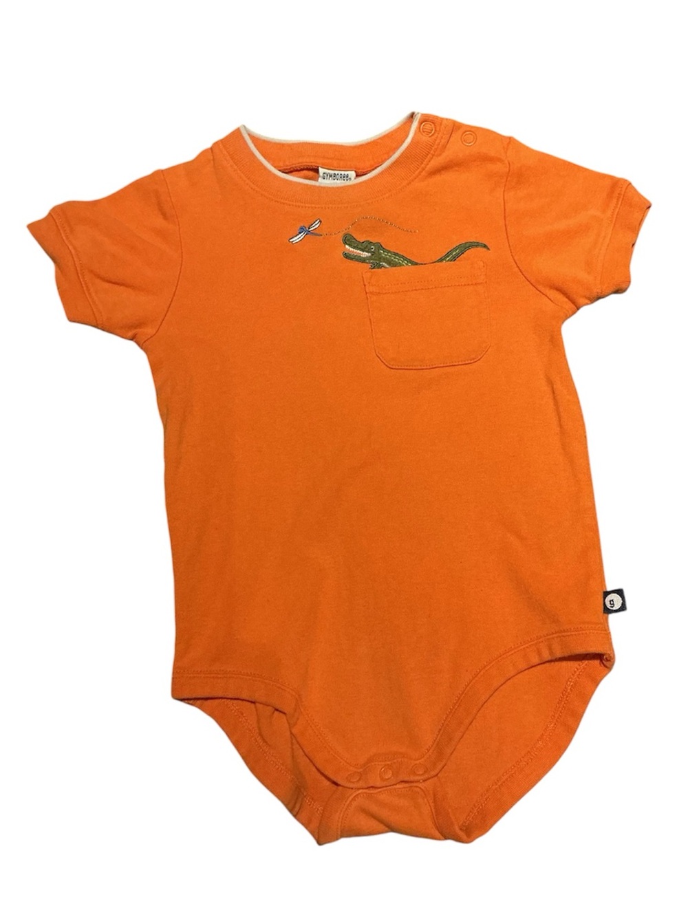 2002 Gymboree Orange Crocodile Pocket Bodysuit